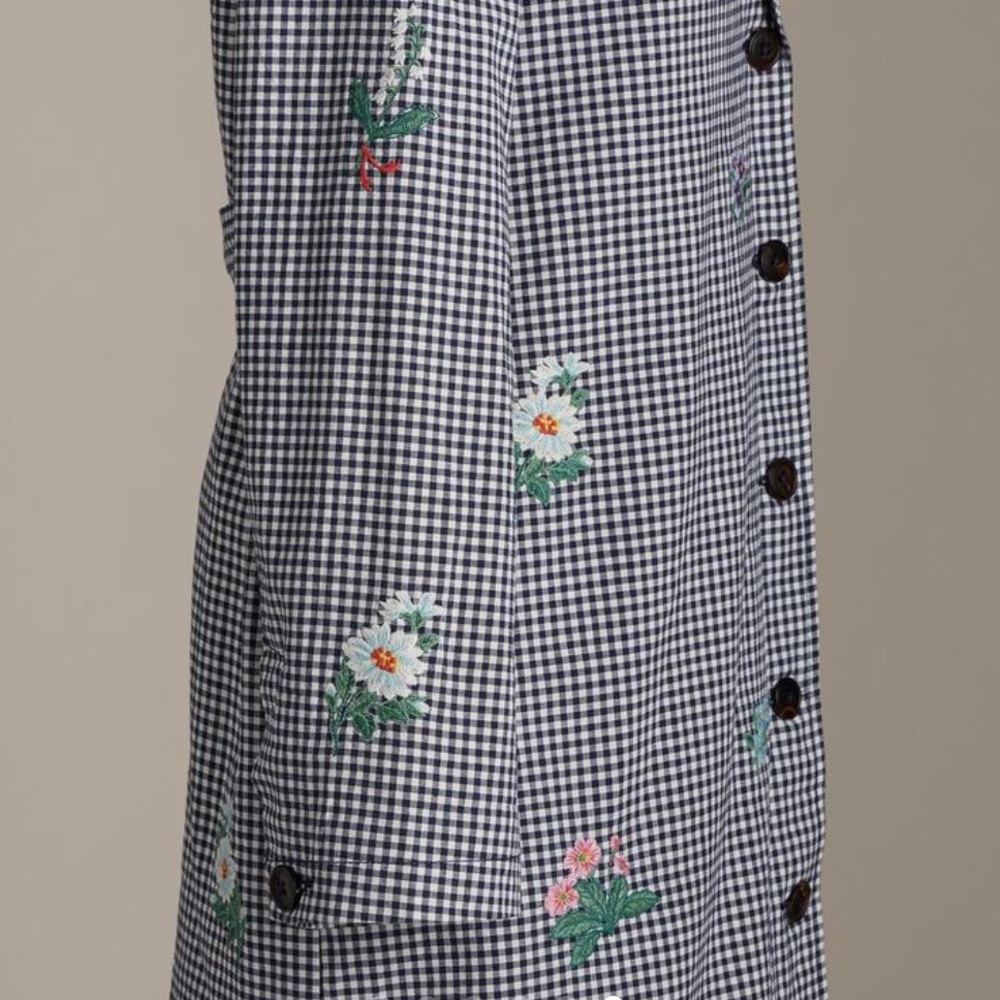 Sundance Black & White Houndstooth Embroidered Coat with Gold Cuffs - Picture 4 of 9